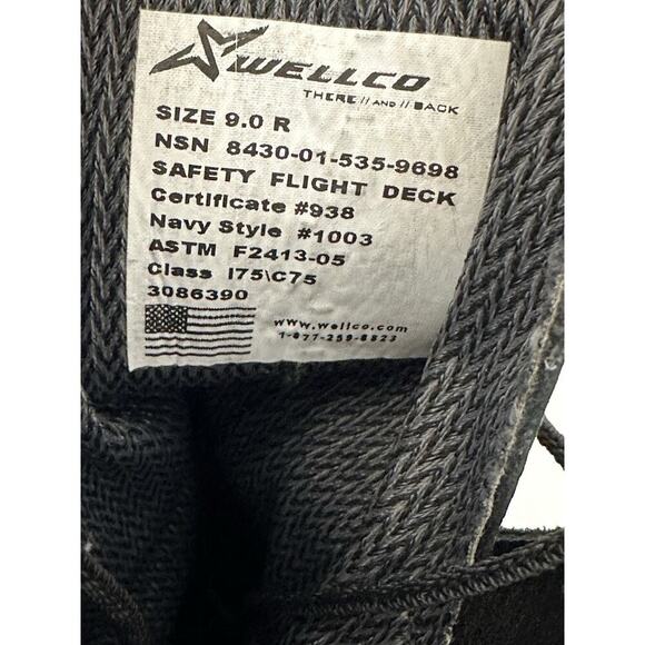 Wellco Navy Style Safety Flight Deck Military Vibram Sole Combat Boots Shoes 9R - Picture 10 of 10
